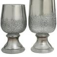 thumbnail image 4 of DecMode 2 Candle Gray Glass Tinted Candle Holder with Textured Exterior, Set of 2, 4 of 7