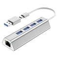 thumbnail image 1 of Adaptador USB-C a Ethernet Gigabit 5 en 1 Hub USB 3.0 con RJ45 y HDMI 4K Malubero Plateado, 1 of 4