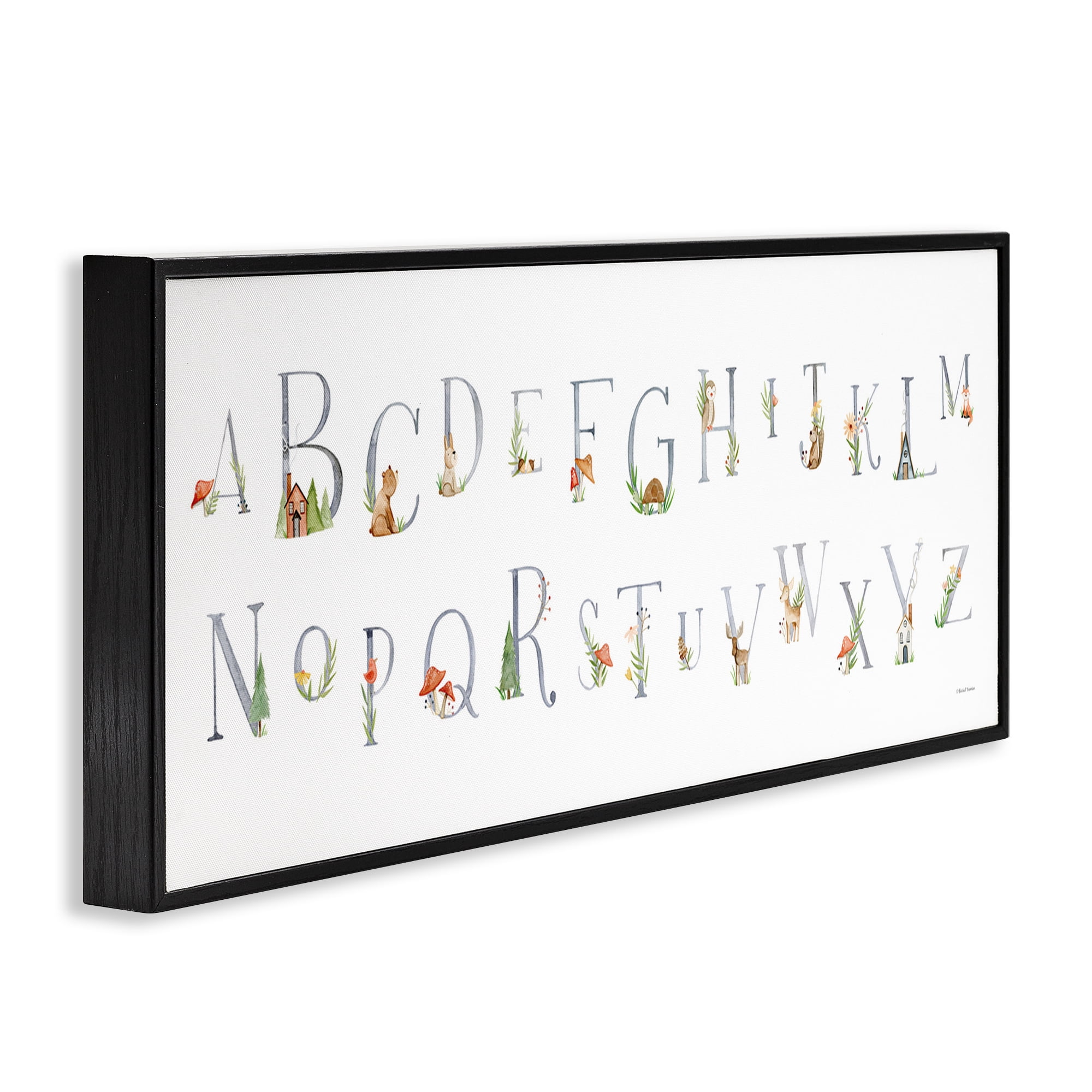 Stupell Industries Country Cottage Alphabet Scenery Painting Black Framed Art Print Wall Art, 24 x 10