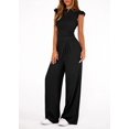 thumbnail image 3 of EASYBRA Women Casual Two Piece Outfit Ruffle Sleeve Top and Pleated Wide Leg Pants Summer Fashion Set, 3 of 7