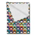 thumbnail image 2 of Penguin Soft Flannel Fleece Throw Blanket, Rainbow Colored Checkered Squares Pattern with Arctic Animal Cartoon Character, Cozy Plush for Indoor and Outdoor Use, 70" x 90", Multicolor, by Ambesonne, 2 of 5
