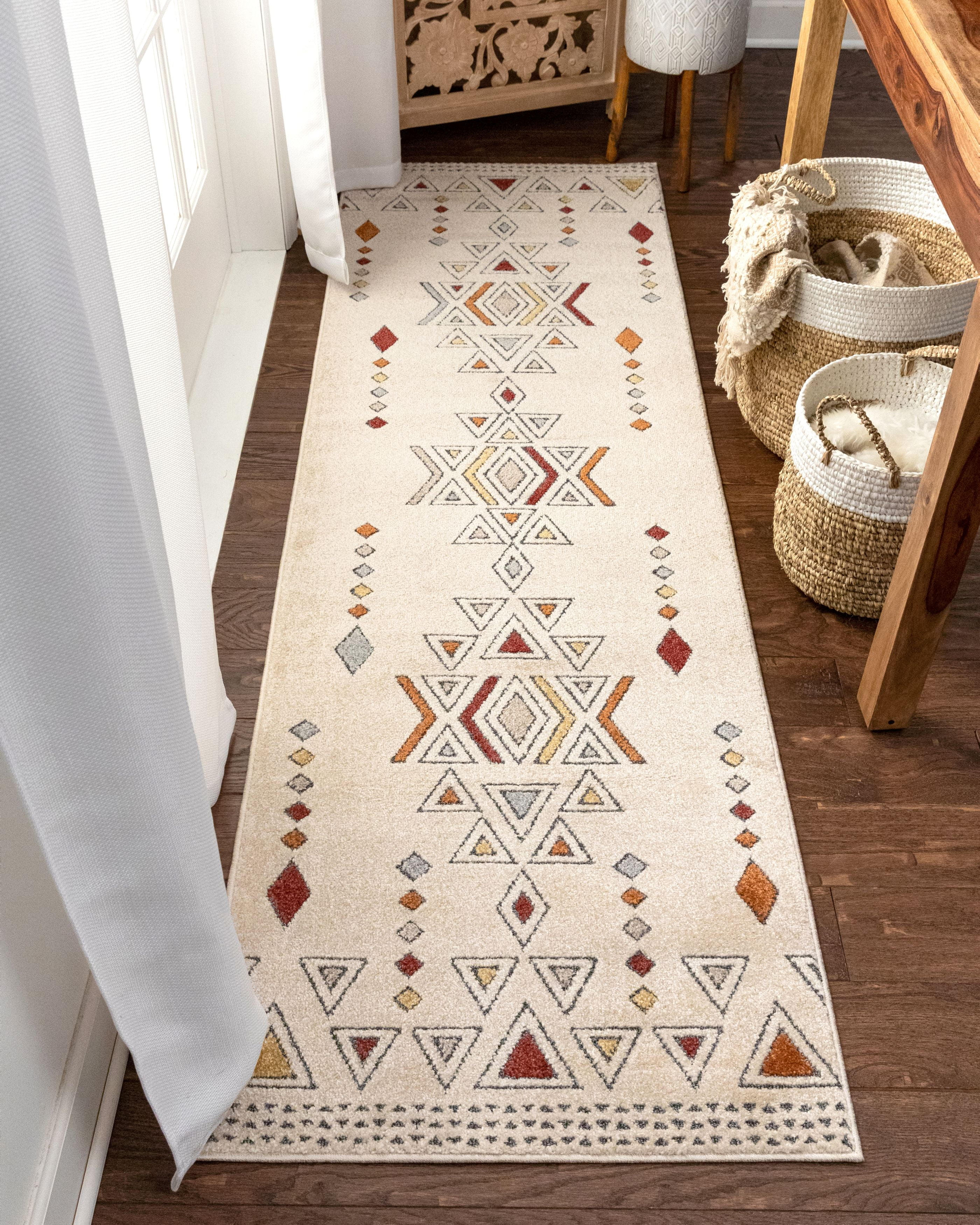 Well Woven Halley Beige Multicolor Tribal Diamond Pattern Area Rug