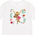 thumbnail image 4 of Inktastic Woodland Moose Spring Flowers Girls Long Sleeve Toddler T-Shirt, 4 of 5