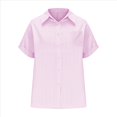 thumbnail image 2 of Camisa Estilo Boyfriend A Rayas Fruncidas para Mujer, Informal, con Cuello Corto, Mangas , Botones y Bolsillo, Color Rosa, Talla XXL, 2 of 7