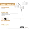 thumbnail image 6 of HOMCOM Arc Floor Lamp with 3 Hanging Drum Shape Lampshade, Flexible Steel Pole and Marble Round Base, Black/White, 6 of 9