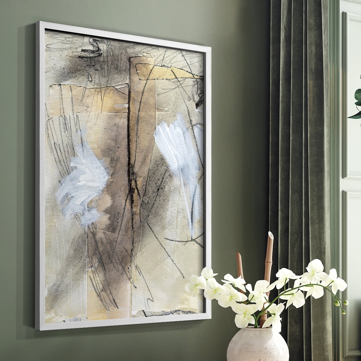 Masked Notes VIII Framed Print in White Solid Wood Framed Print No Nail Hanging
