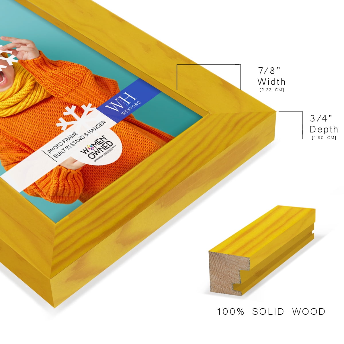 Woodgrain 5 in. x 7 in. Sunflower Yellow Picture Frame Set (Set of 4)