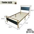 thumbnail image 4 of NNV Metal Platform Twin Size Bed Frame with Wooden Headboard, Sturdy for Adults, Gold, 4 of 6