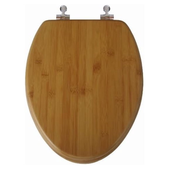Native Impression Elongated Toilet Seat w/Brushed Hinges, Natural Bamboo
