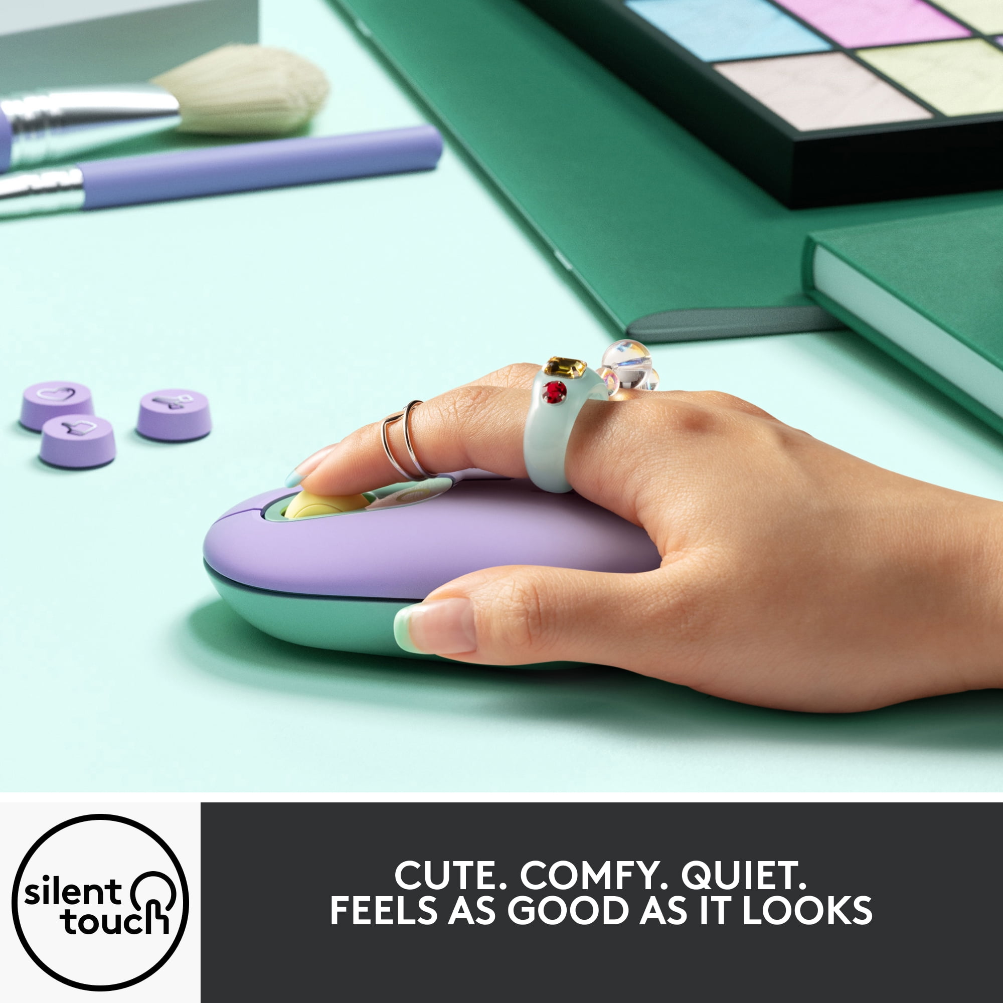 Logitech POP Mouse, Wireless Mouse with Customizable Emojis, SilentTouch Technology, Bluetooth, Daydream