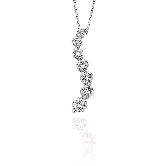 14K White Gold 1 ct. Diamond "Journey of Love" Curve Pendant with Chain