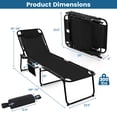 thumbnail image 3 of Gymax Folding Beach Lounger Chaise Lounge Chair w/ Pillow 4-Level Backrest Black, 3 of 8