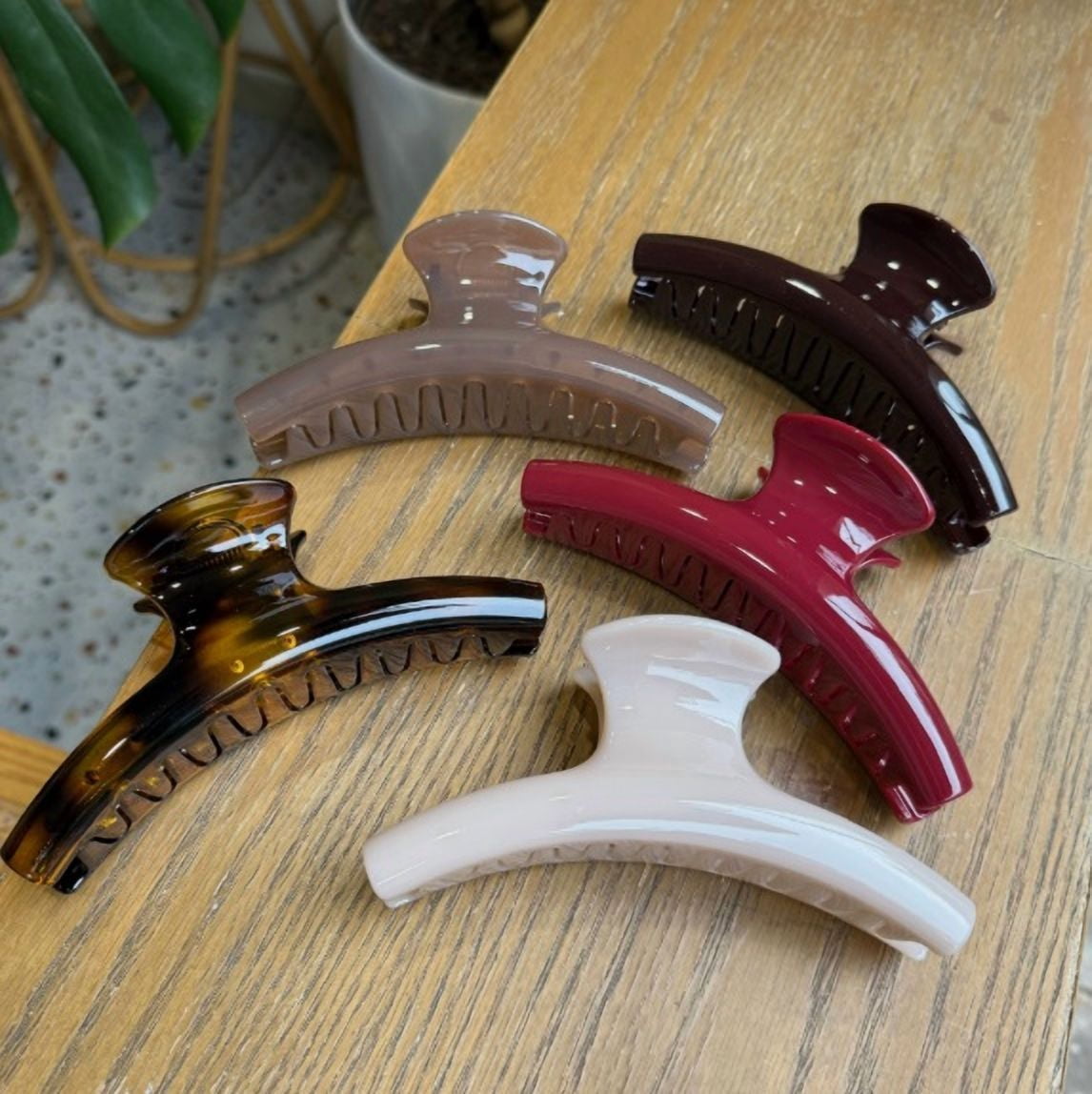 Premium Acetate Matte Shark Clips Set of 4 | Versatile Everyday Hair Accessories for a Chic Look