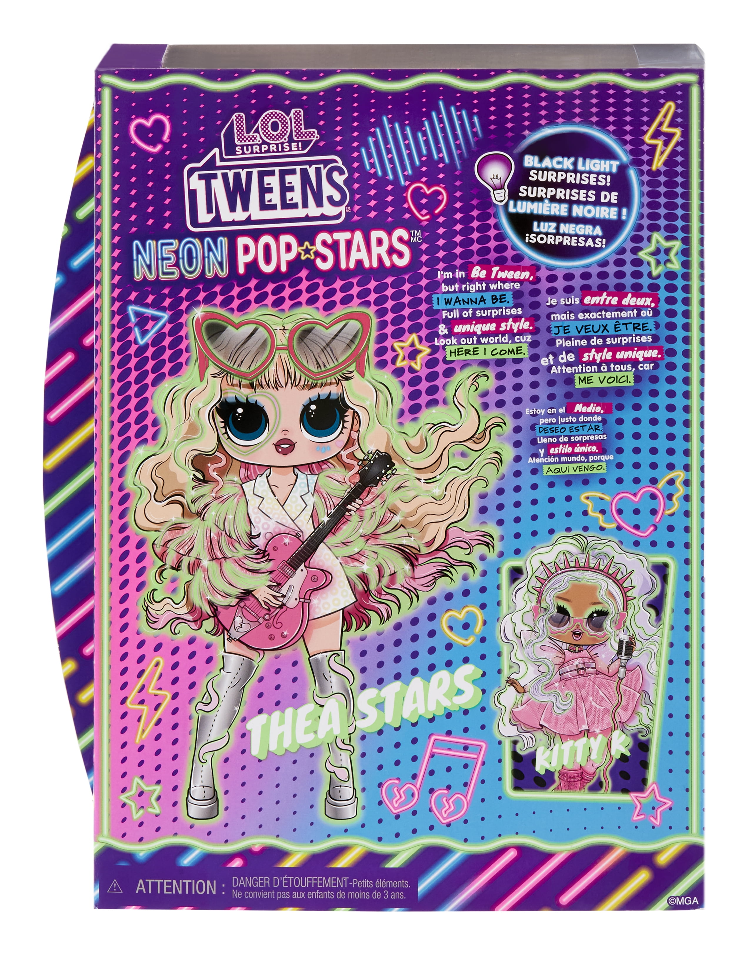 LOL Surprise Tween Neon Pop Stars Fashion Doll, Thea Stars, for Kids Ages 4+, 12 Inch