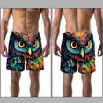 thumbnail image 3 of luoweisi Men's Beach Shorts Quick Dry Swim Trunks with Mesh Lining Cartoon Owl XL, 3 of 5