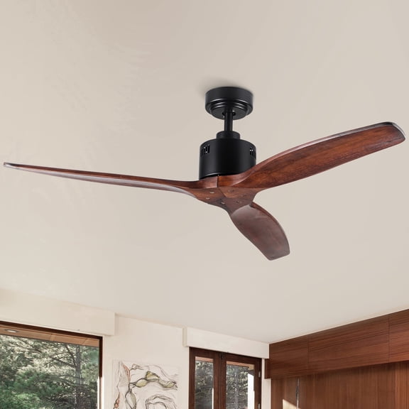 Wellspeed 52 in. Modern Farmhouse Indoor Ceiling Fan with 3 Solid Wood Blades, Without Light