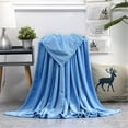 thumbnail image 2 of Xuniizn Soft Blankets, Throw Blanket for Couch, Flannel Sherpa Blanket Fleece Blanket for Adults, Cozy, Plush, Thicken, Reversible, Machine Washable, Sky Blue, 2 of 4