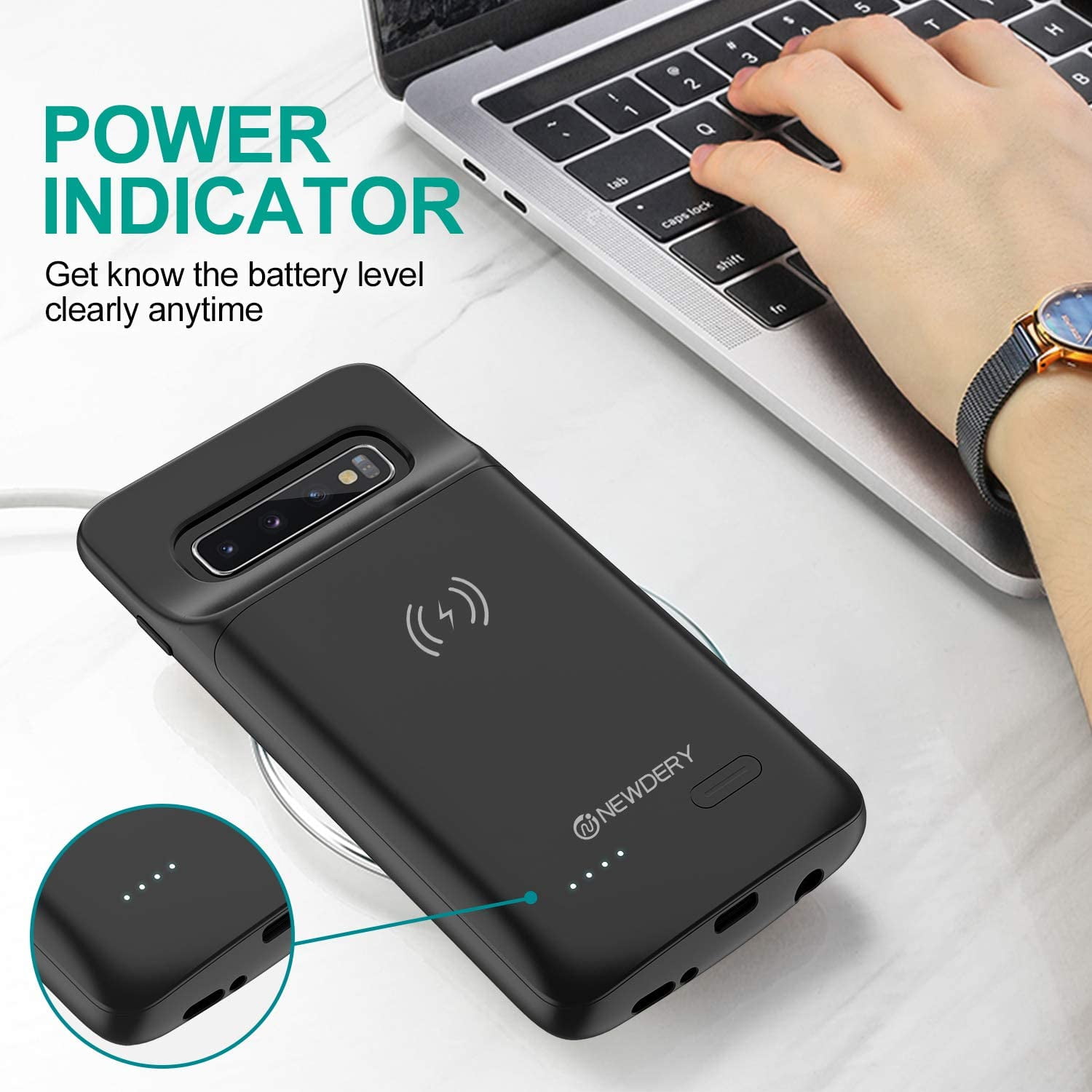 Newdery Upgraded Samsung Galaxy S10 Battery Case Qi Wireless Charging