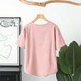 thumbnail image 4 of ZyeKqe Womens Plus Size Tops Short Sleeve Crew Neck Basic Shirts Side Ruched Dressy Casual Blouses, 4 of 9