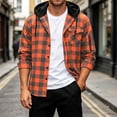 thumbnail image 2 of Akmaiox Plaid Hoodies for Men Long Sleeve Button Down Sweatshirt with Hood Drawstring Side Zip Pocket Casual Loose Streetwear Workout Jackets S-3XL, 2 of 9