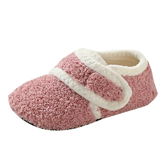 Cathalem Shoes Girls Big_Kid Female Big House Kid Soft Sole Boots Fashion Warm Baby Toddler Cotton Boots Girls House Slippers Size 11 Pink 26