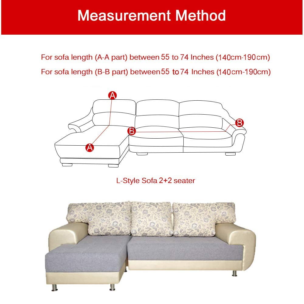 SHANNA Plush L Shape Sectional Couch Covers, Stretch Thick Velvet Sofa Furniture Protector Anti-Slip Sofa Covers (L-shape 2 Seater+2 Seater,Navy)