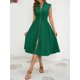 thumbnail image 5 of Vestido Wenrine Summer fruncido midi con cuello en V y manga corta verde, 5 of 6