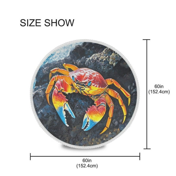 YAZAOO Round Tablecloth Crab Painting Pattern Tableclothes