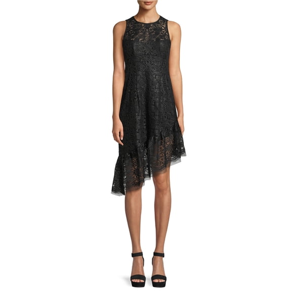 Nanette Lepore Mujer Mata Hari Vestido Asimétrico, Negro, 6