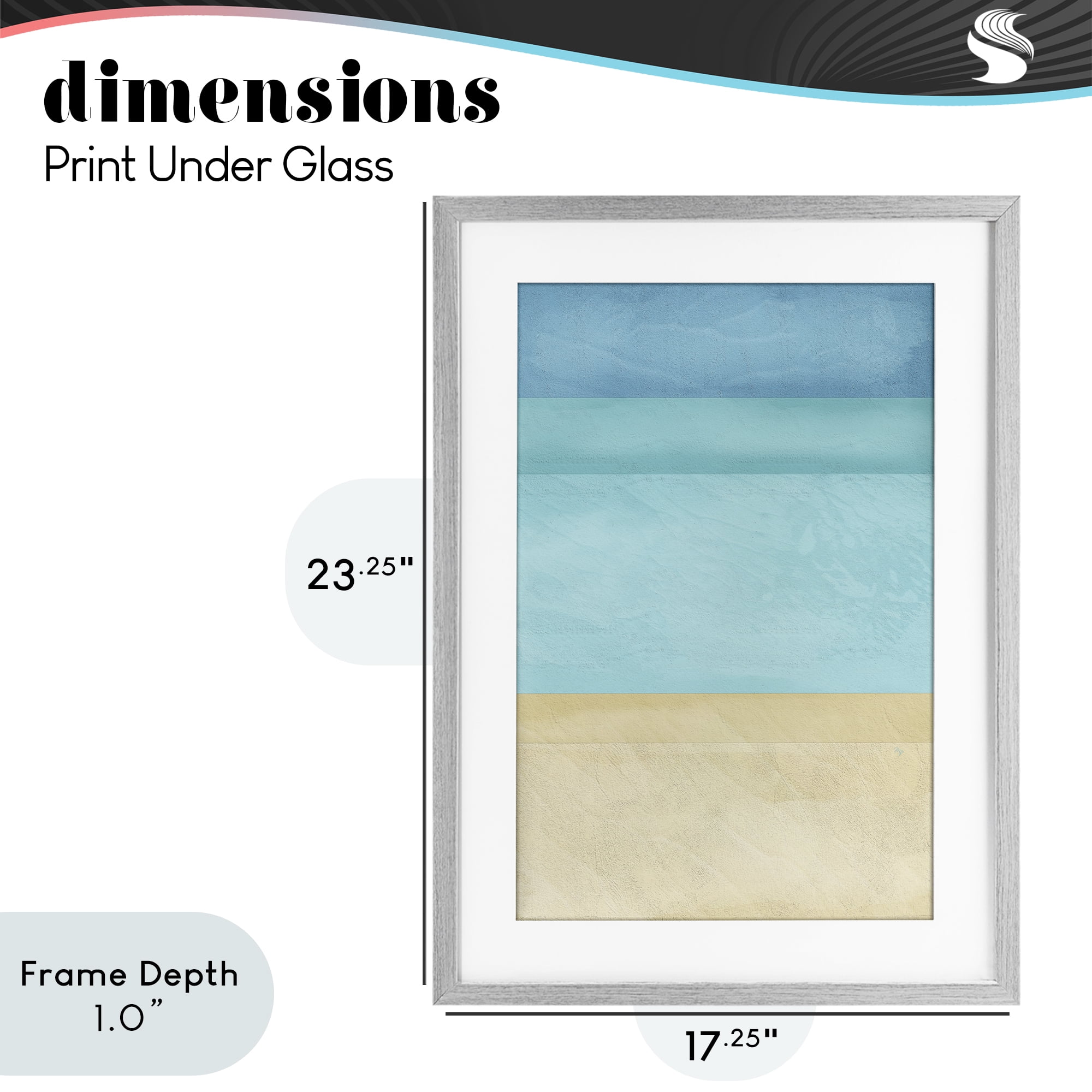 Stupell Industries Abstract Beach Coastal Color Block Gray Framed Print Under Glass, design by Martina Pavlova