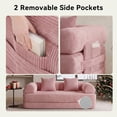 thumbnail image 6 of LazySunsets Sofa Bed Convertible Boneless Couch Corduroy Modular Couch Bed with Fixed-Shape Frame & Removable Armrests for Living Room, Bedroom Pink, 6 of 8