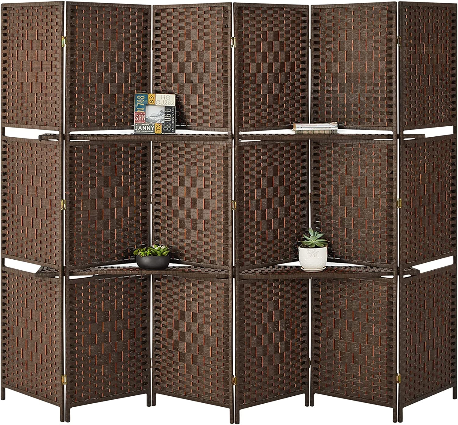 YODOLLA 6 Panel Room Divider, 6 FT Tall&Extra Wide Weave Fiber Room