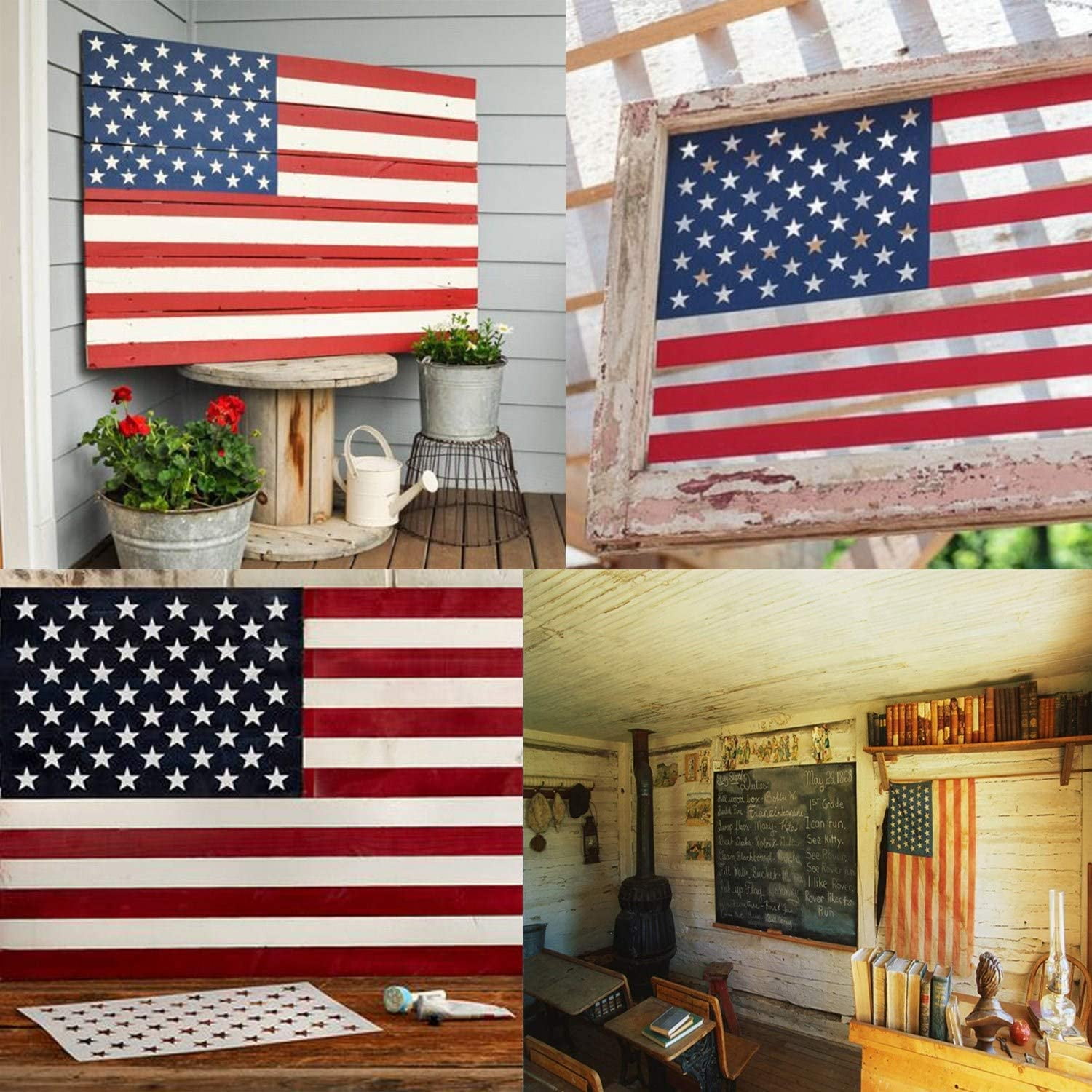American Flag 50 Star Stencil Template Reusable for Painting on Wood 