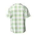 thumbnail image 5 of Salouo Pistachio Green Checkboard Pattern Cuban Collar Shirts for Men Button-Down Shirt Men's Short Sleeve Shirts Hawaiian Shirts Casual Shirts -Large, 5 of 6