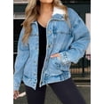 thumbnail image 5 of Women Warm Denim Jacket Boyfriend Jean Coat Jeans Trucker Jacket Blue XXL, 5 of 9