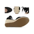 thumbnail image 2 of BLISSFUL STEP Women's Espadrille Lace Up Platform Wedge Heels Sandals Black 7.5, 2 of 5