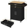 thumbnail image 3 of Yaheetech Rolling Kitchen Storage Carts with Towel Rack, MDF Black, 23.6 in, 3 of 7