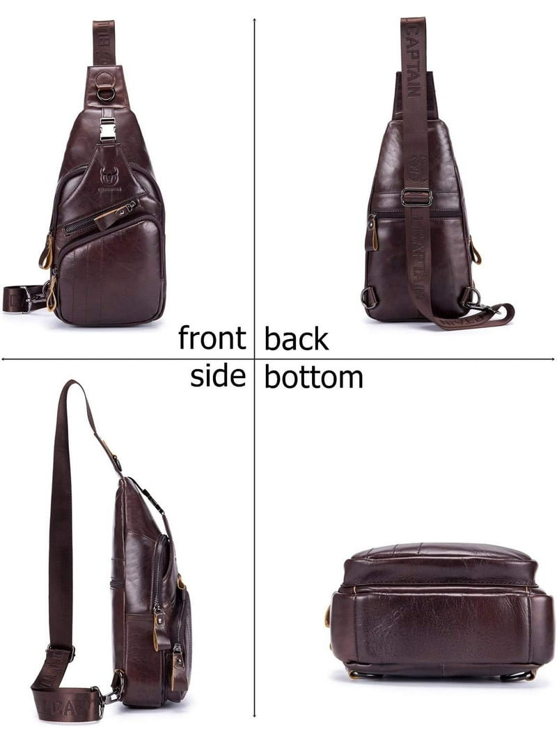 bullcaptain leather men sling bags travel crossbody chest bag BULL CAPTAIN Bullcaptain Leather Men Sling Bag Casual Crossbody Chest Bags Travel Daypack, Men's, Size: One size, Brown