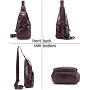 BULLCAPTAIN Leather Men Sling Bag Casual Crossbody Chest Bags Travel Daypack