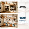 thumbnail image 4 of Teal Orange Pumpkins Fall Cabinet Curtain 32"Wx55"L,Dustproof Pantry Door Curtain W/ Self Adhesive Tape,Thanksgiving Botanical Vintage Tall Storage Cover Privacy Drape for Bathroom Kitchen, 4 of 9