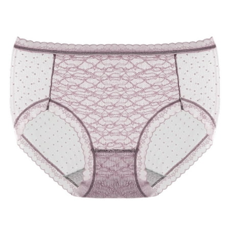 

DNDKILG Women s Seamless Soft Underwear Sexy Cheeky Comfort Panty High Leg Lace Tanga Purple L