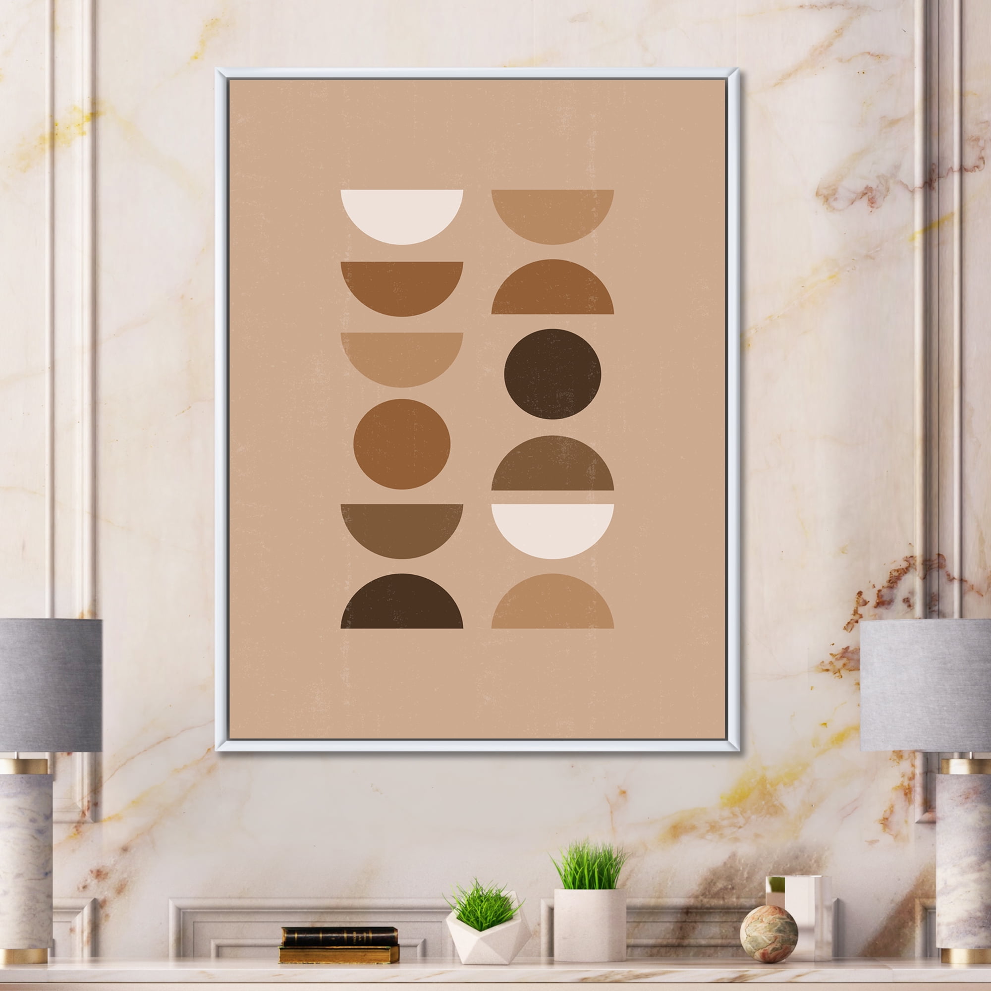 Designart 'Abstract Moon and Sun Geometric Print II' Modern Framed Canvas Wall Art Print