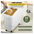 thumbnail image 3 of 27 Gallon Ingredient Storage Bin - Food Container with Scoop & Lid - 100L Airtight Dry Food Keeper for Kitchen, Rice, Flour, Pet Food - White, 3 of 7