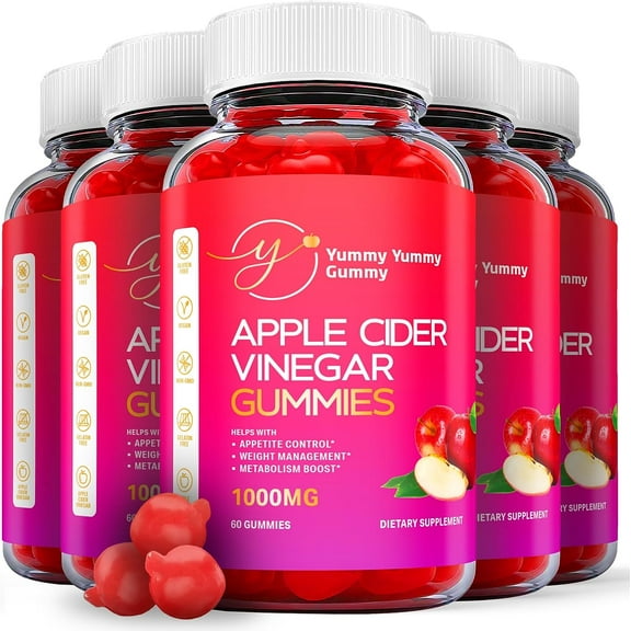 (5 Pack) Yummy Yummy Gummy Keto ACV Gummies - Apple Cider Vinegar Supplement for Weight Loss - Energy & Focus Boosting Dietary Supplements for Weight Management & Metabolism - Fat Burn - 300 Gummies