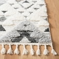 thumbnail image 3 of SAFAVIEH Moroccan Tassel Shag Larry Moroccan Geometric Area Rug, Ivory/Grey, 5'3" x 7'6", 3 of 7