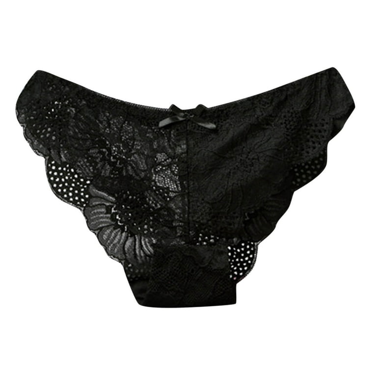 Simplmasygenix Clearance Underwear for Women Plus Size Bikini Botton Lingerie  Women Cute Bowknot Design Crochet Full Lace Panties Low Waist Briefs 