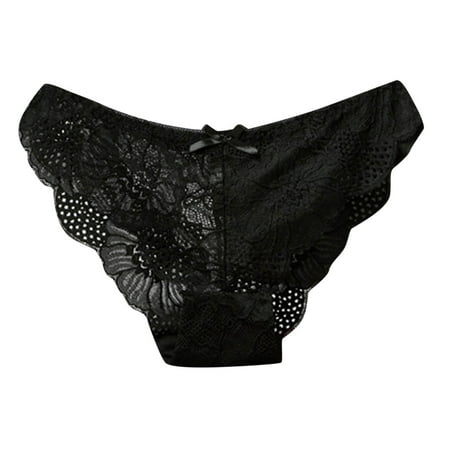 XMMSWDLA Womens Underwear Invisible Seamless Bikini Lace Plaid Briefs Half Back Coverage Panties Black S Seamless Thongs for Women