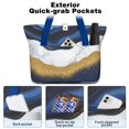 thumbnail image 2 of Tote Bag for Women - Blue Gold Marble Shoulder Bag - Large Utility Work Duffle Bag with Zipper Handbag for Travel, Work, Sprots, 2 of 5