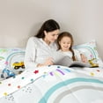 thumbnail image 6 of Feelyou Construction Truck Kids Bedding Comforter Set, Cute Rainbow Twin Comforter Sets, Cartoon Vehicle Theme Reversible Bedding Set, Breathable Home Decor, 2-Piece, 6 of 9