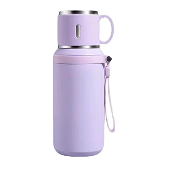 2-in-1 Stainless Steel Vacuum Insulated Bottle with Lidded Cup, Double Layer Leakproof Drinkware, Portable Large Capacity Coffee Thermos for Travel, School, Office